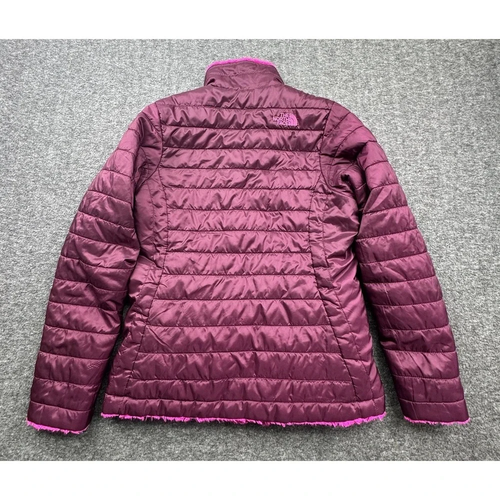 North Face Girls Reversible Pink Purple Jacket Sz‎ L Large 14/16 CN01 TB5M